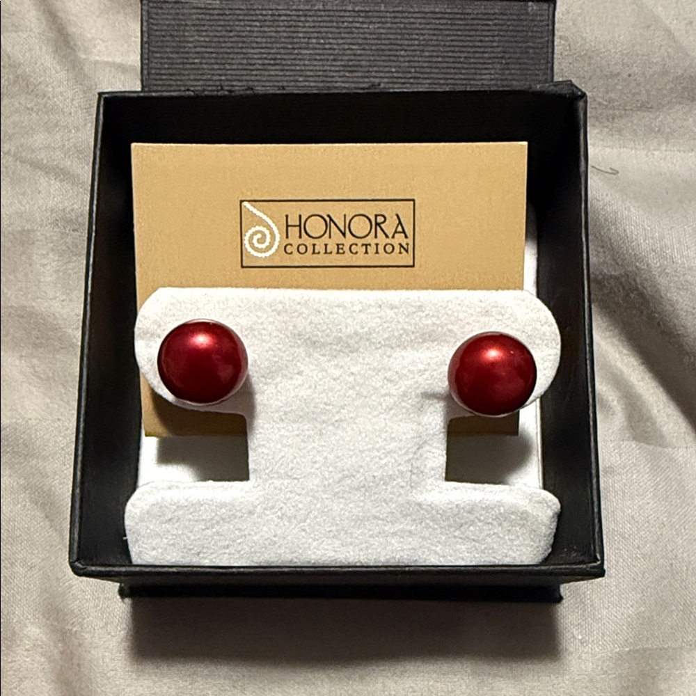 Honora Red Pearl Earrings